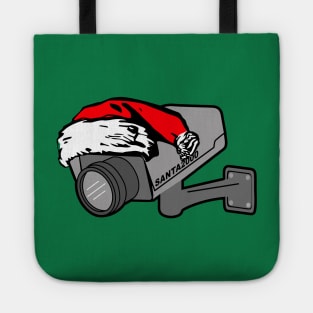 santa cam red (he knows when you are sleeping) Tote