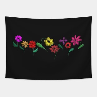 Hand drawn flower chalk style Tapestry