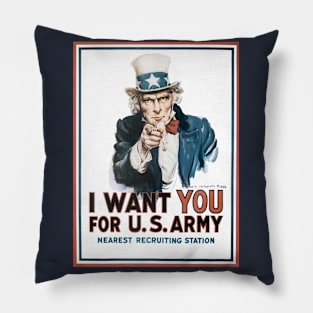 Vintage Patriotic Uncle Sam I Want YOU for US Army WWI Recruiting Poster Art Pillow