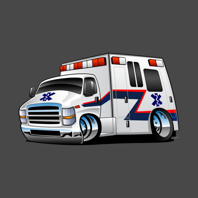 Paramedic EMT Ambulance Rescue Truck Cartoon by hobrath