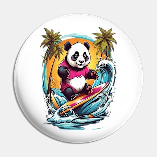 Surfing Panda Pin