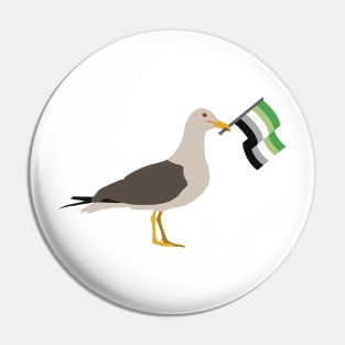 Seagull Holding Aromantic Pride Flag Pin