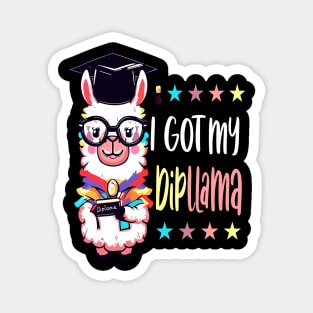 Funny Graduate Llama Graduating School I Got My Dipllama Magnet