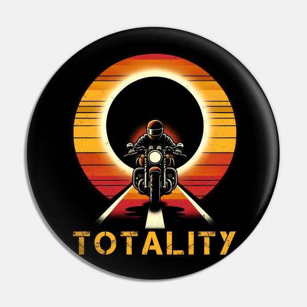 2024 Total Solar Eclipse Biker Tee - 'Totality' Motorcycle Adventure Shirt Pin by Klimek Prints