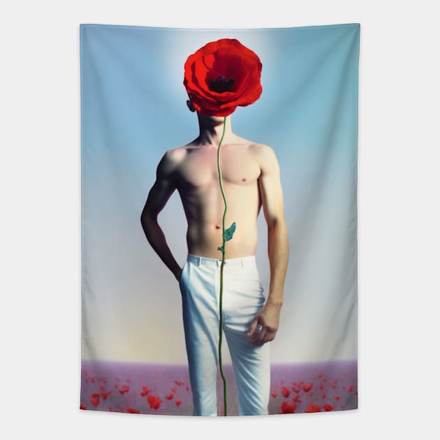 Mystery behind the flower Tapestry by So Red The Poppy