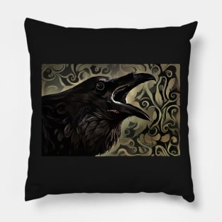 cutup, deepdream, crow Pillow