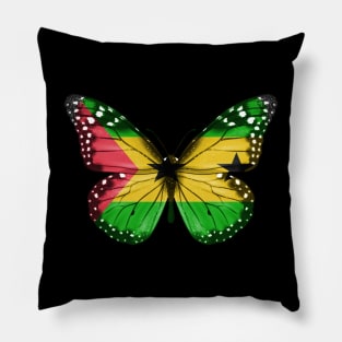 Sao Tomean Flag  Butterfly - Gift for Sao Tomean From Sao Tome And Principe Pillow