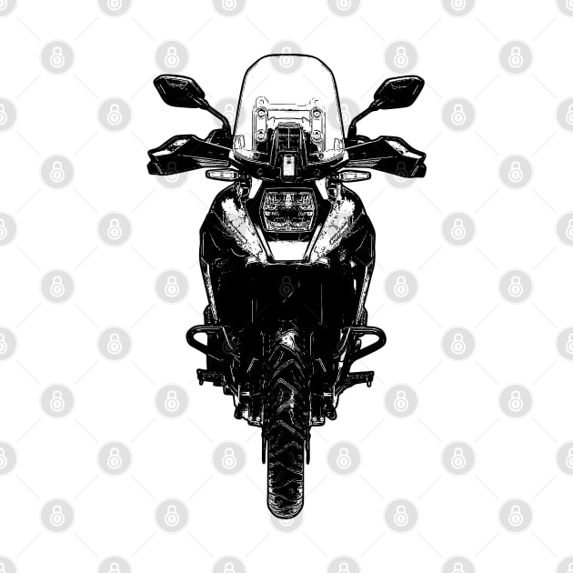 V Strom 1050XT Bike Front View Sketch Art by KAM Std