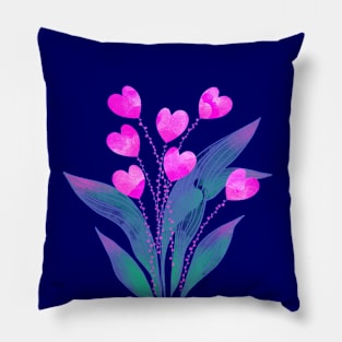 Love pink heart flower plant on coloured background Pillow