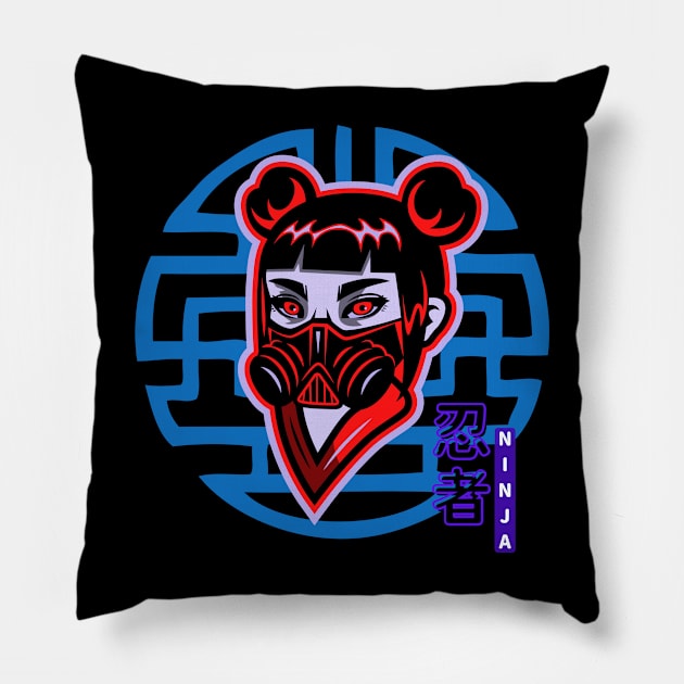 Lady Ninja Gaming logo Pillow by TrendsCollection