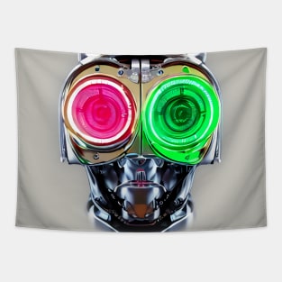 Futuristic Robot with Neon Eyes Tapestry