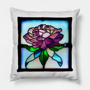 Stained Glass Window Peony Flower Pillow