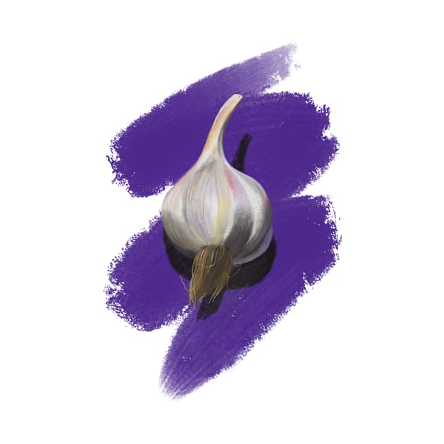 Garlic on purple by Katya Kamenskaya