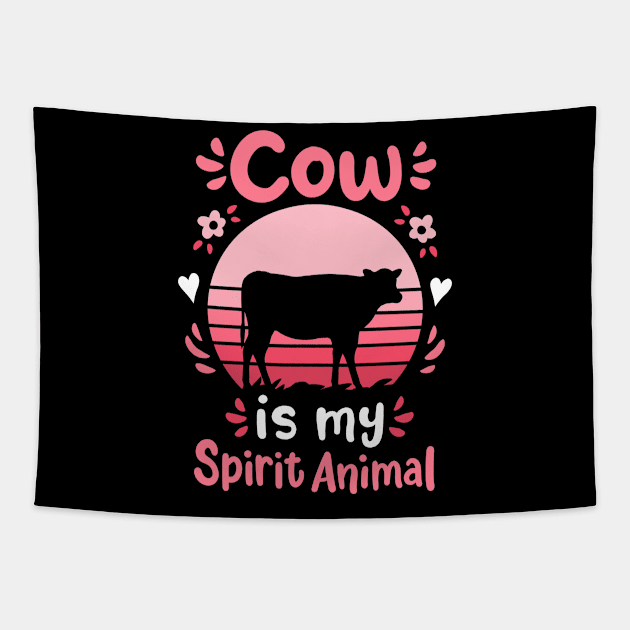 Cow Spirit Animal Retro Tapestry by CreativeGiftShop