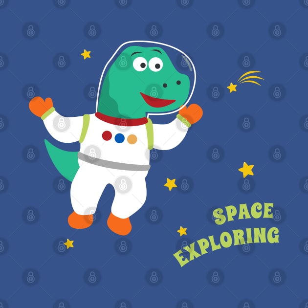 Funny dinosaur in space. Dinosaur in outer space by KIDS APPAREL