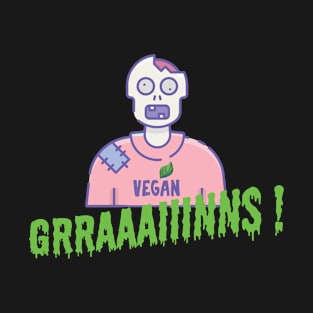 Funny Vegan Zombie grraaaiiinns grains - Brains pun for Halloween T-Shirt