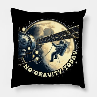 No Gravity Today: Astronaut's Lunar Tether in Blue, White, and Black Serenity Pillow