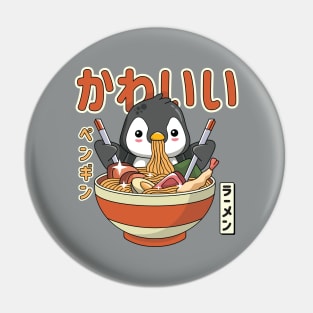 Kawaii Penguin Enjoying Ramen Pin