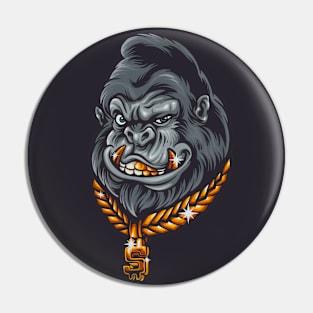 Funny Retro Rich Gorilla Head Pin