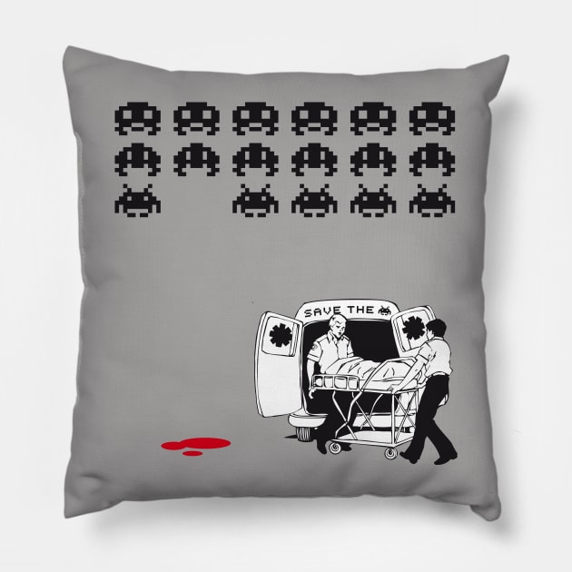 Save the invaders Pillow by MoreCowbell