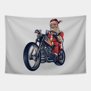 Vintage Santa Claus on a Motorcycle Tapestry