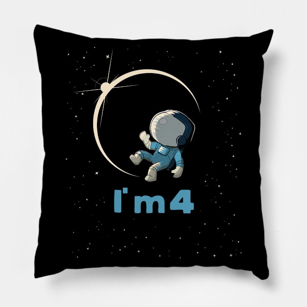 I´m, I am four , 4 Years old for little astronauts Pillow by Tom´s TeeStore