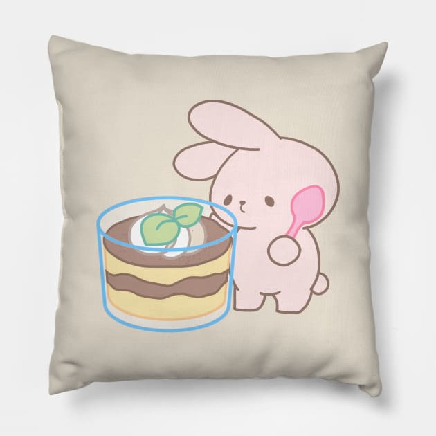 Cute Rabbit Savoring Giant Tiramisu Pillow by LoppiTokki