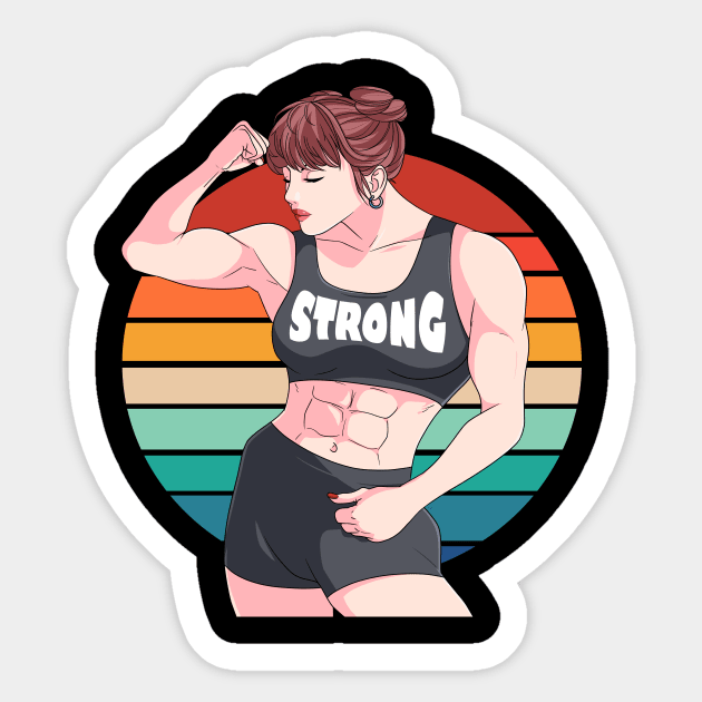 Flexing Muscle Girl Sticker - Flexing Muscle Girl - Discover