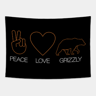 Peace - Love - Grizzly - Grizzly Bear Tapestry