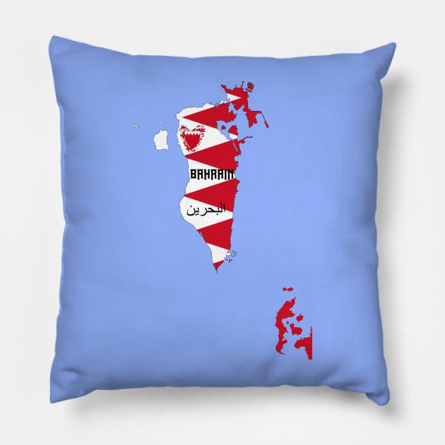 Bahrain flag & map Pillow by Travellers