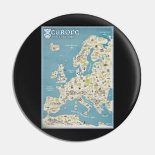 Europe Fantasy Map Medieval Style Hand Draw Icon Illustrations Pin