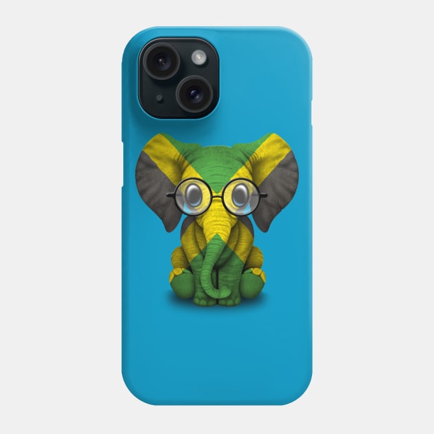 Baby Elephant with Glasses and Jamaican Flag Phone Case by jeffbartels