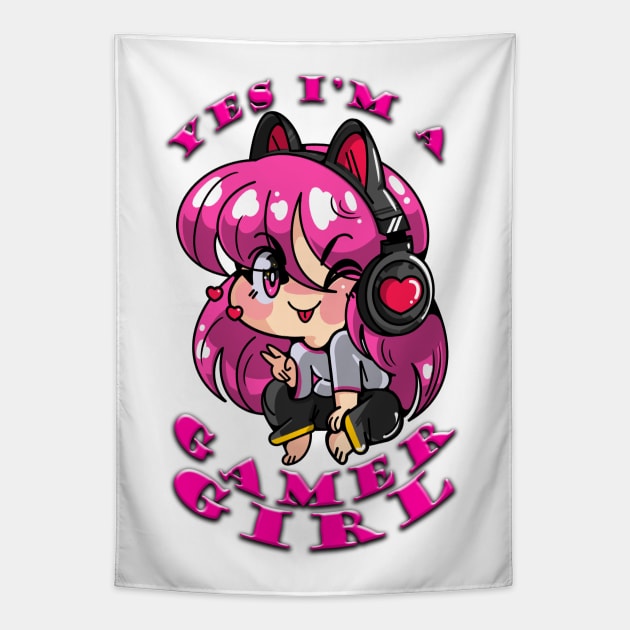 Yes Im A Gamer Girl Pink Tapestry by Shawnsonart