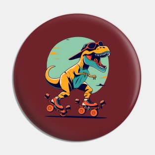 dino T rex skating Pin