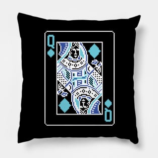 Queen of Diamonds Pixel Art Bright Negative Mode Pillow