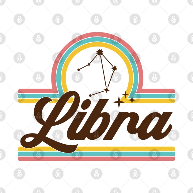 Vintage Retro Libra Sign star constellation by Krishnansh W.