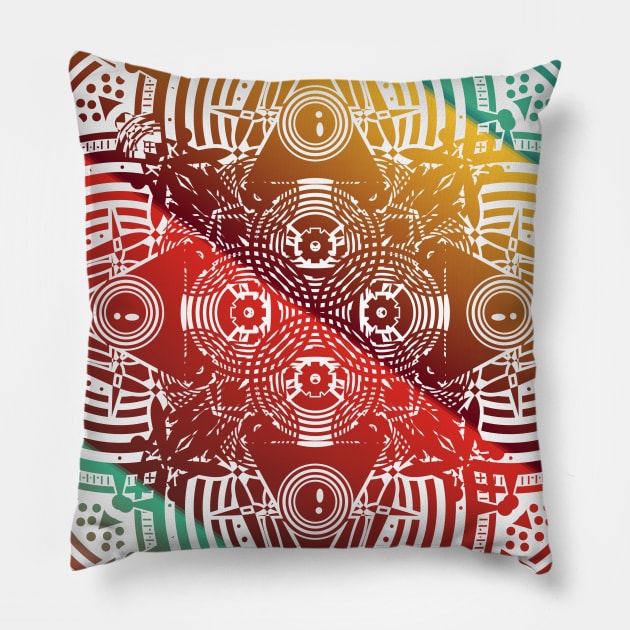 colorful abstract geometric illustration Pillow by meisuseno