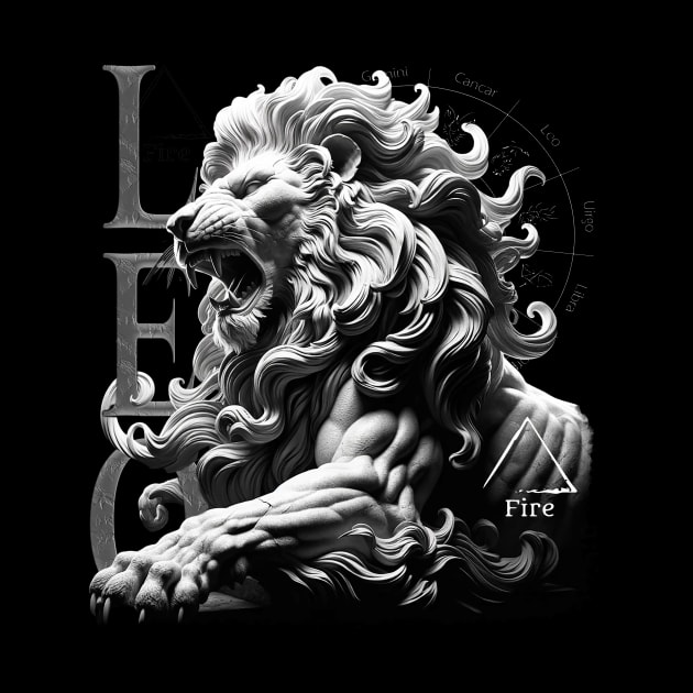 Majestic Leo Zodiac Sign & Fire Element Artwork by Deadpan Couture