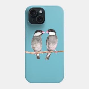 Two kissing Java sparrows Phone Case