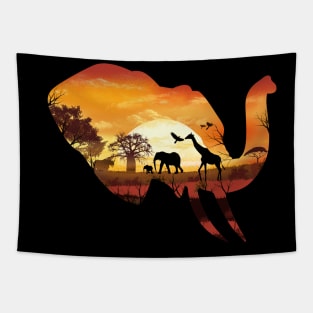 Wild Safari Sunset Tapestry