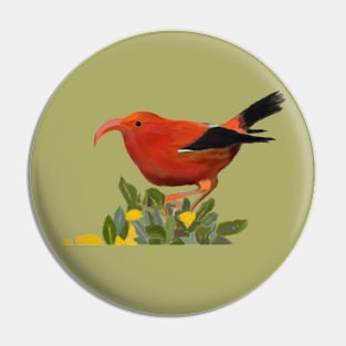 ‘Iʻiwi, Hawaiian Bird Pin