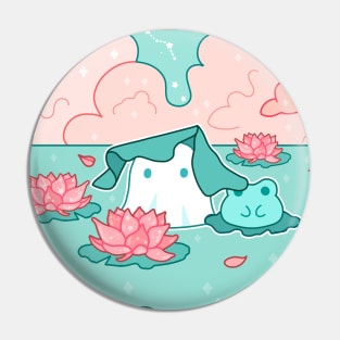 A ghost and a frog in a pond Pin