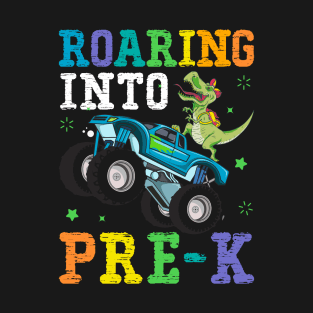 Cool Dinosaur on Truck Roaring into Pre-K T-Shirt