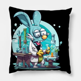 Crazy bunny, mad scientist Pillow