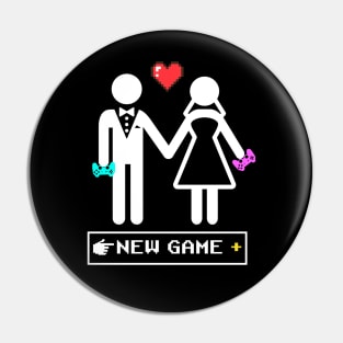 Just Married Gamer Couple New Game + Newlyweds Pin