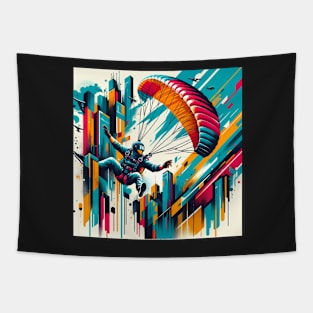 Metro Glide: Parachute Leap Above the City Tapestry