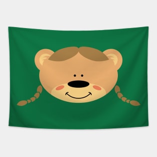 Teddy bear girl with pigtails Tapestry