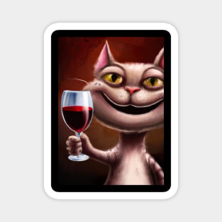 Cat with Wine Magnet