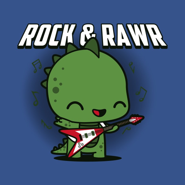 Cute Kawaii Rock And Roll Musician Dinosaur Gift For Dinosaur Lovers by Originals By Boggs