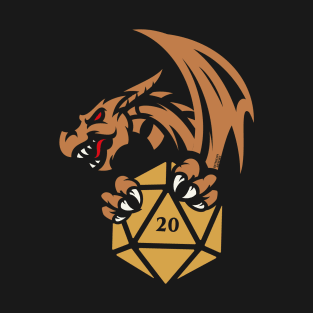 Bronze Dragon with D20 Dice Tabletop RPG Gaming T-Shirt